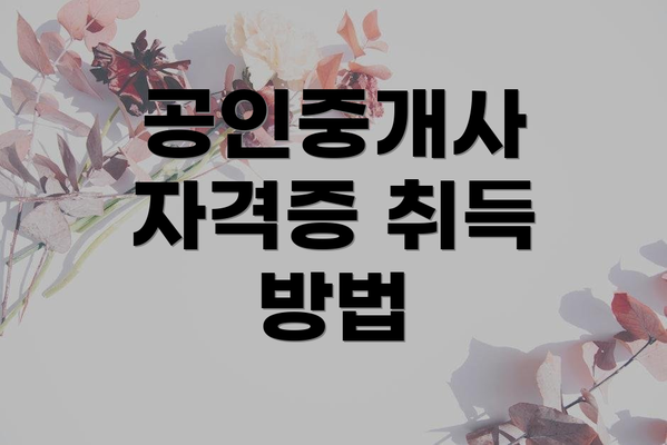 공인중개사 자격증 취득 방법