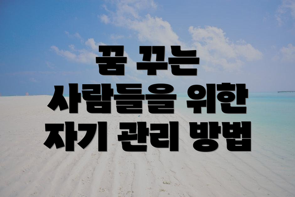 꿈 꾸는 사람들을 위한 자기 관리 방법