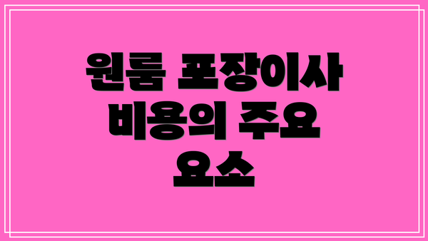 원룸 포장이사 비용의 주요 요소