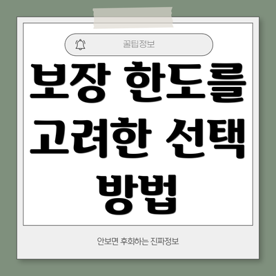 보장 한도를 고려한 선택 방법