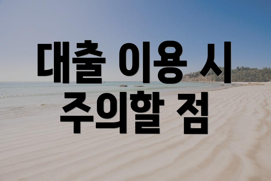 대출 이용 시 주의할 점
