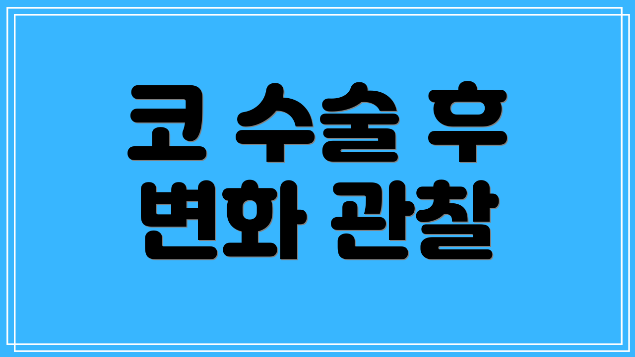 코 수술 후 변화 관찰