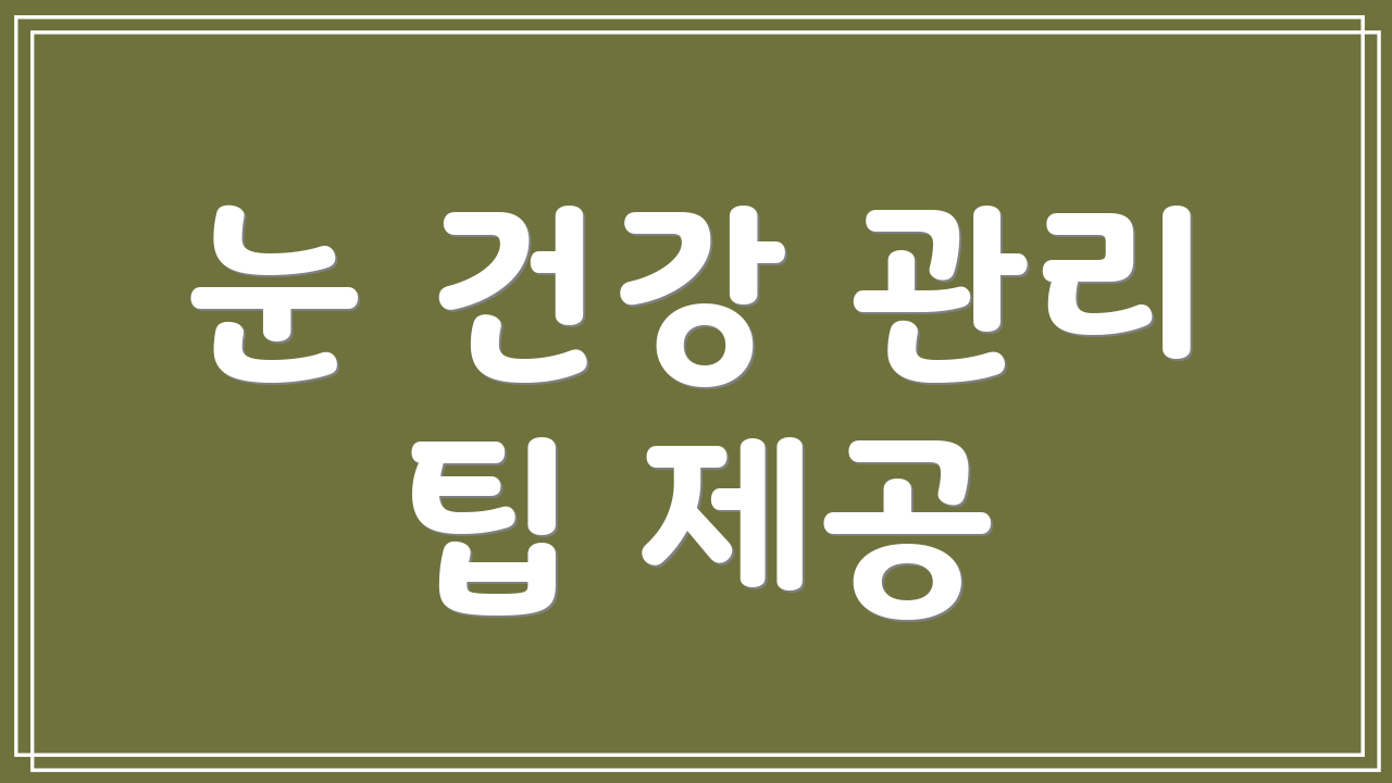 눈 건강 관리 팁 제공