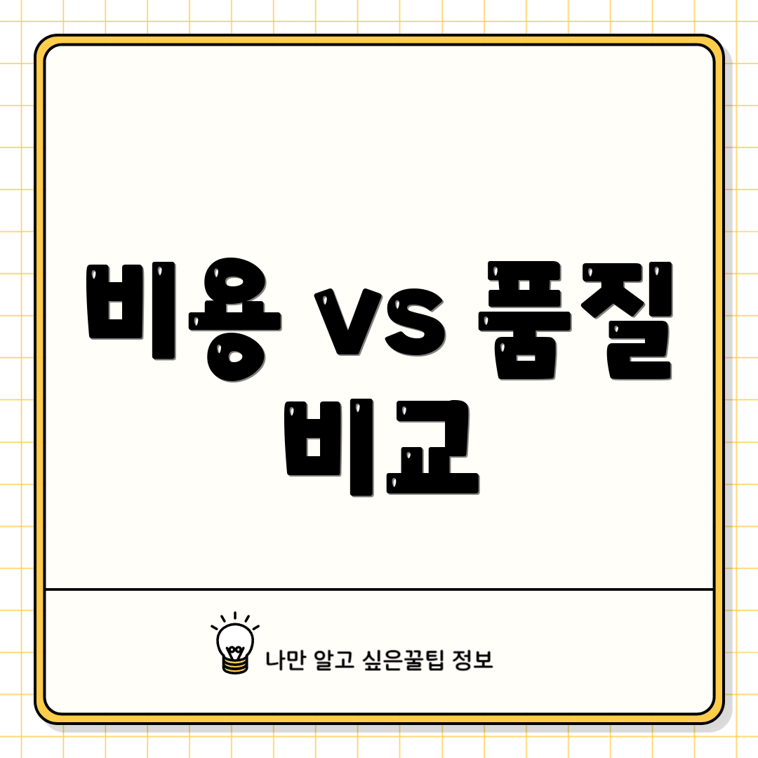 비용 vs 품질 비교