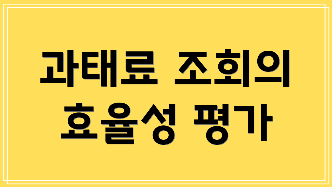 과태료 조회의 효율성 평가