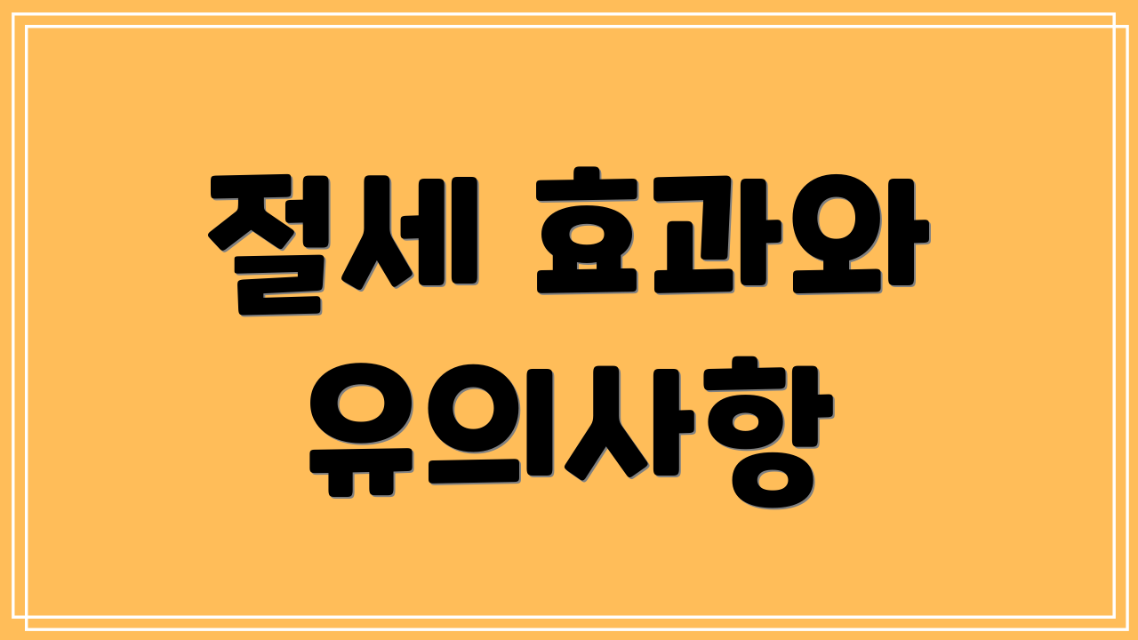 절세 효과와 유의사항