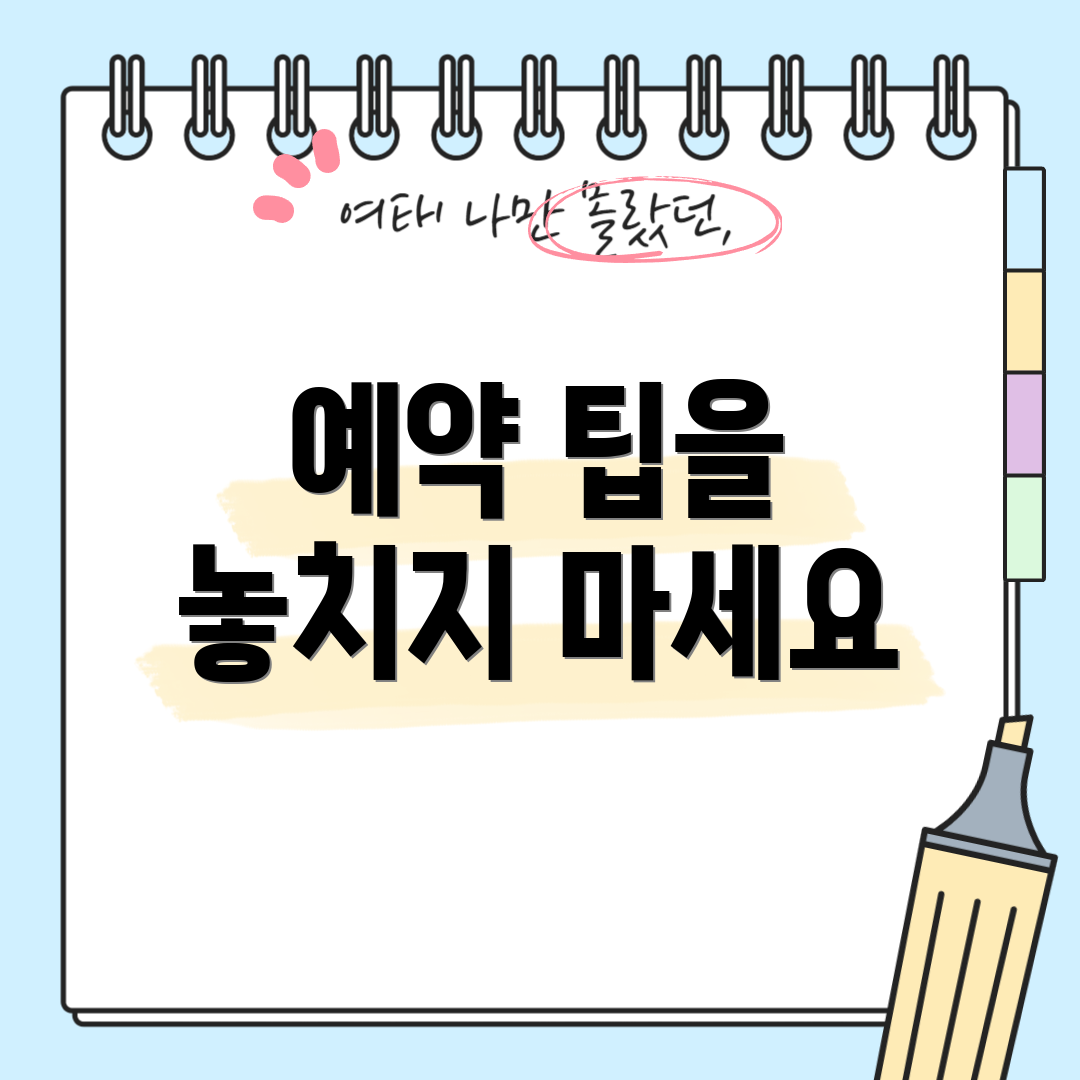 예약 팁을 놓치지 마세요