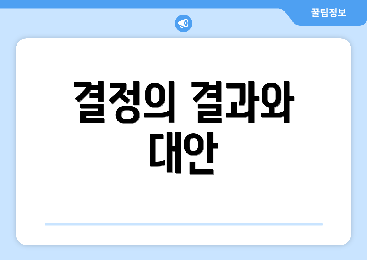 결정의 결과와 대안