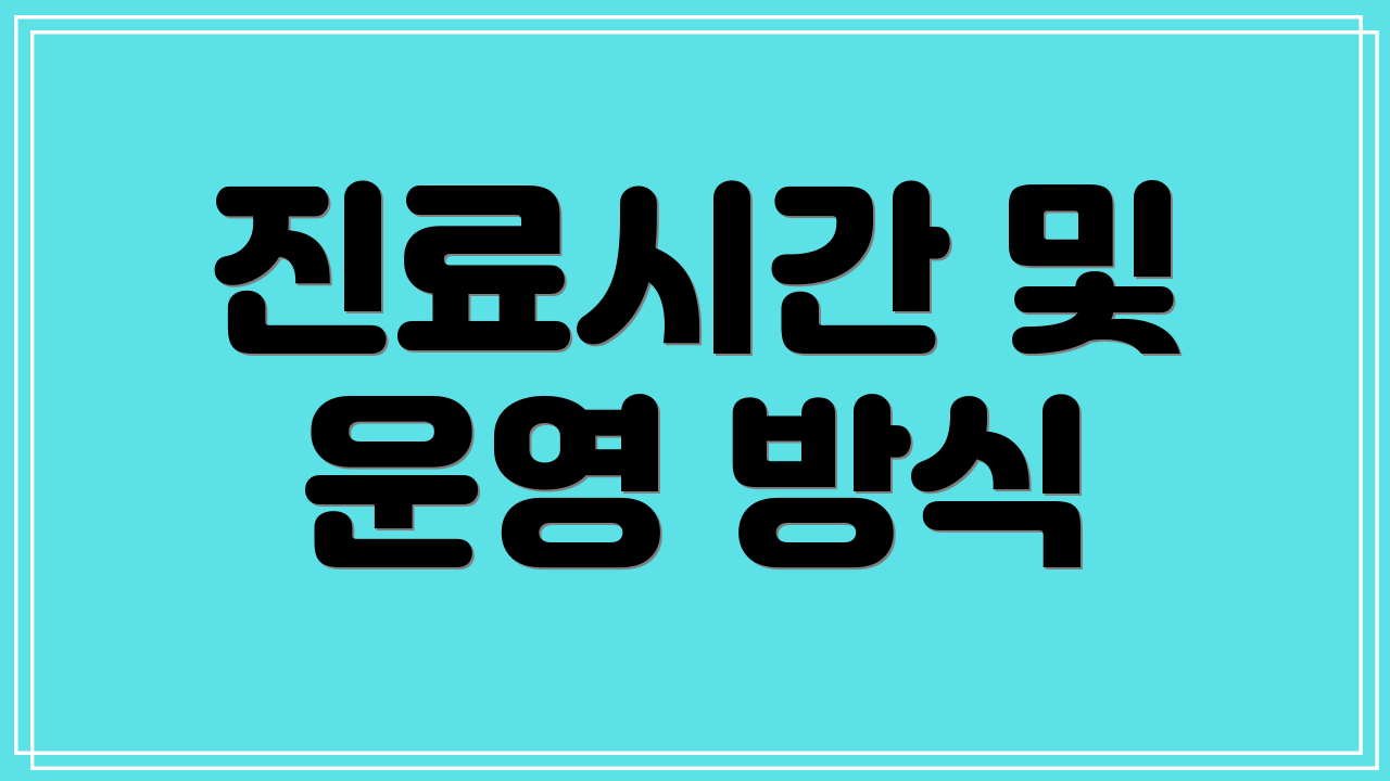 진료시간 및 운영 방식