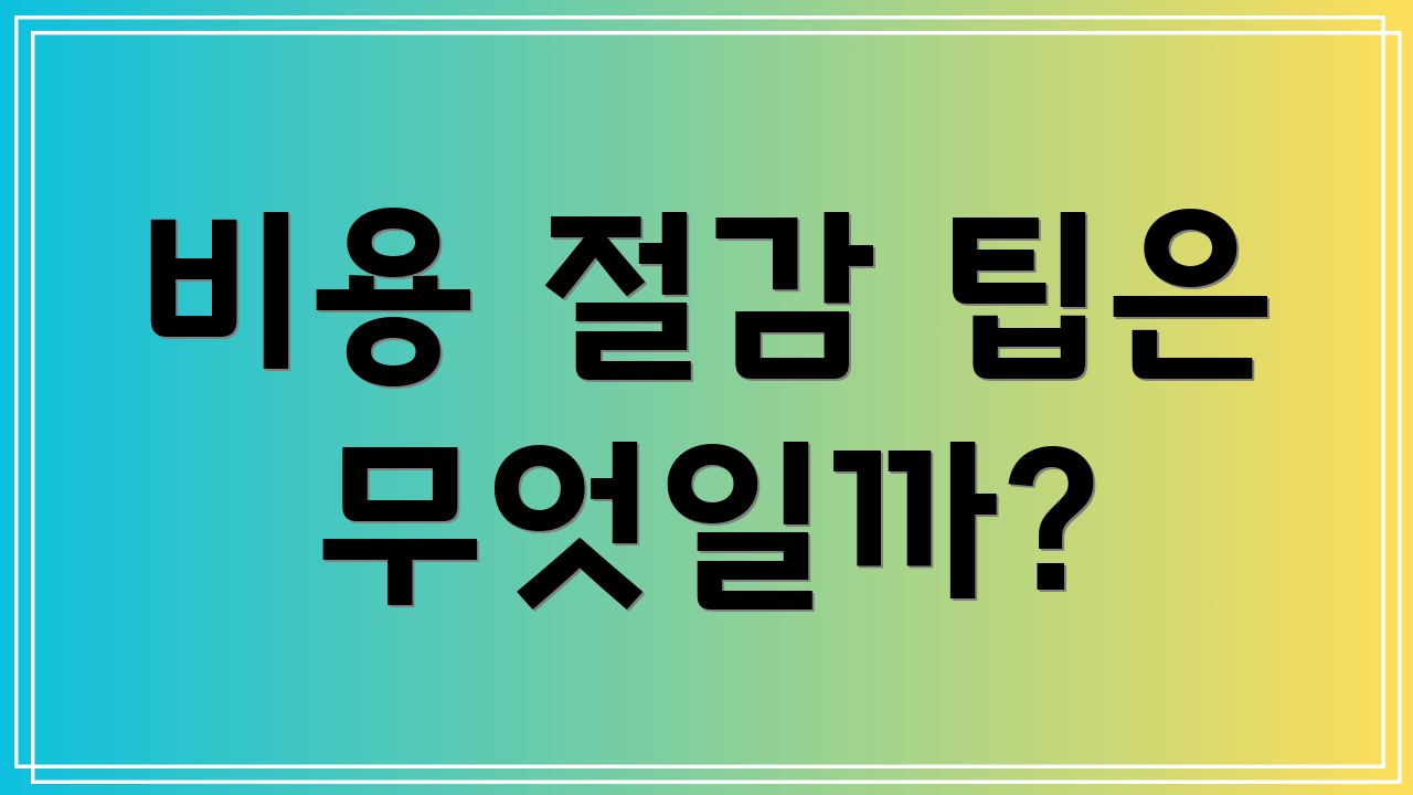비용 절감 팁은 무엇일까?