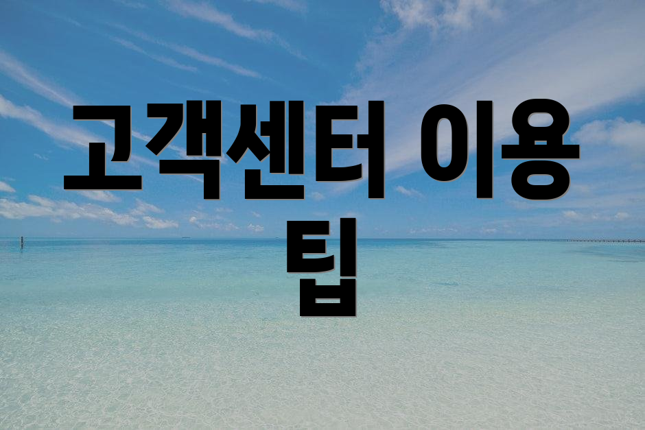 고객센터 이용 팁