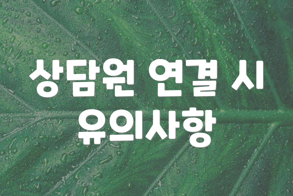 상담원 연결 시 유의사항