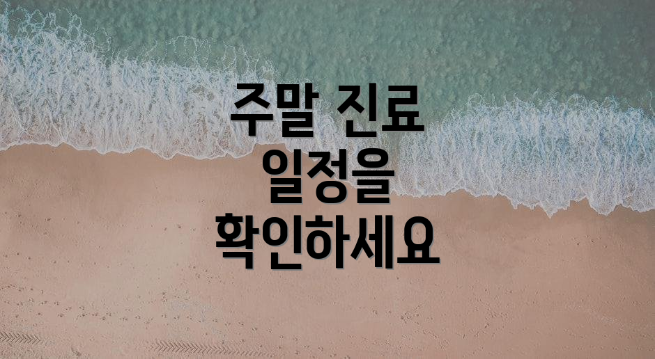 주말 진료 일정을 확인하세요