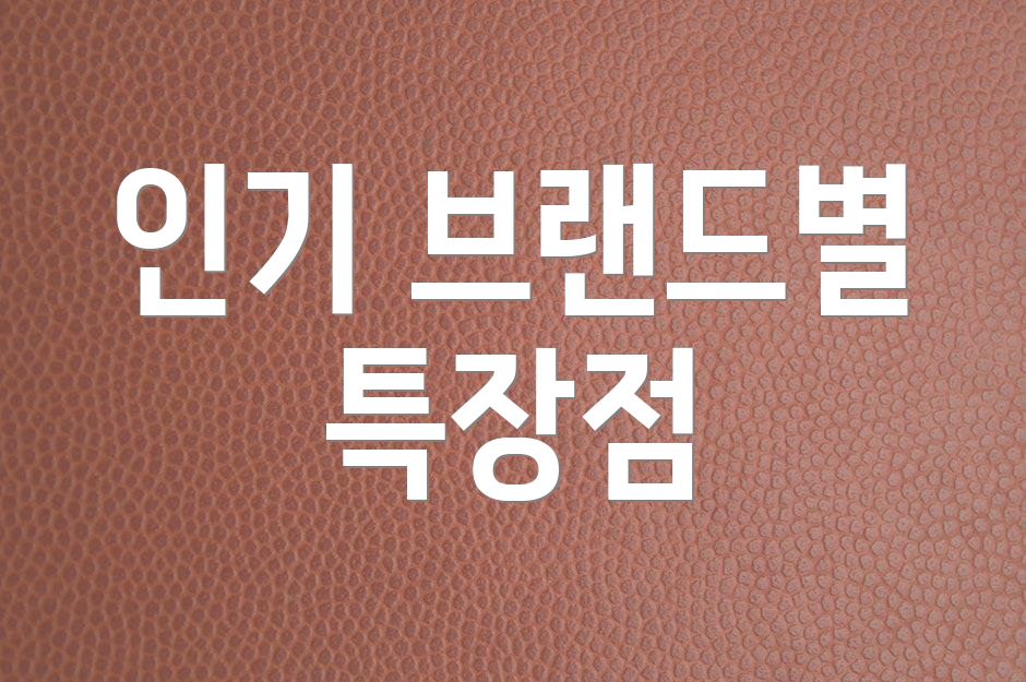 인기 브랜드별 특장점