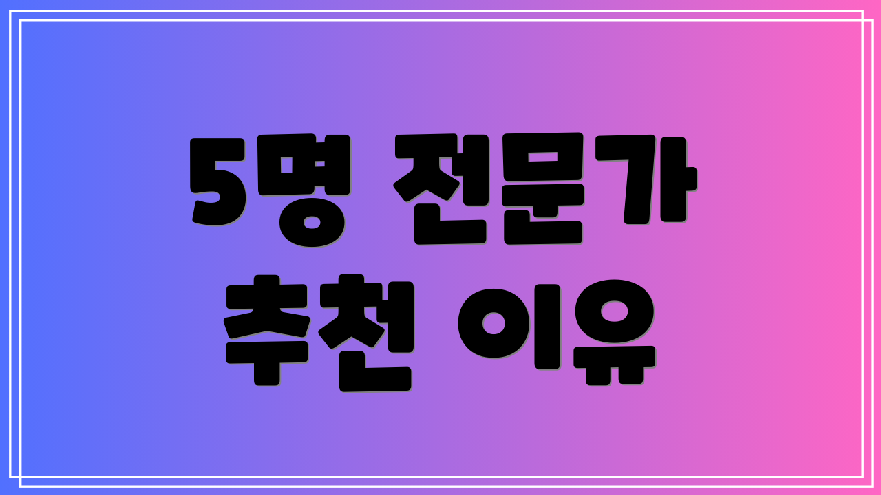5명 전문가 추천 이유