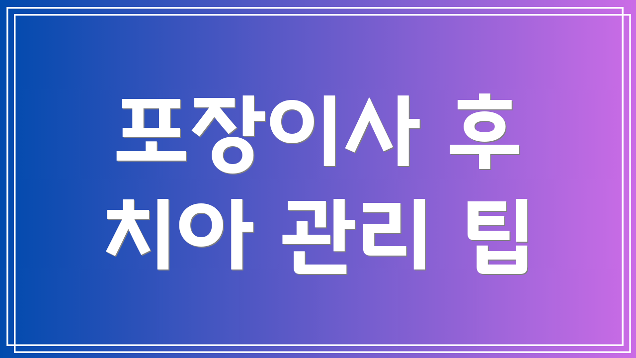 포장이사 후 치아 관리 팁