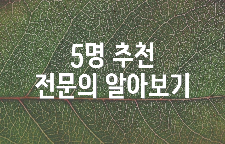 5명 추천 전문의 알아보기