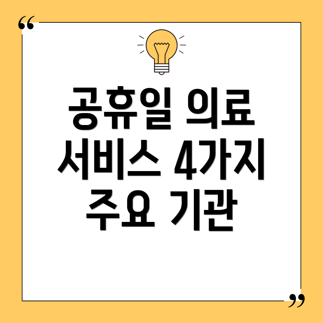 공휴일 의료 서비스 4가지 주요 기관