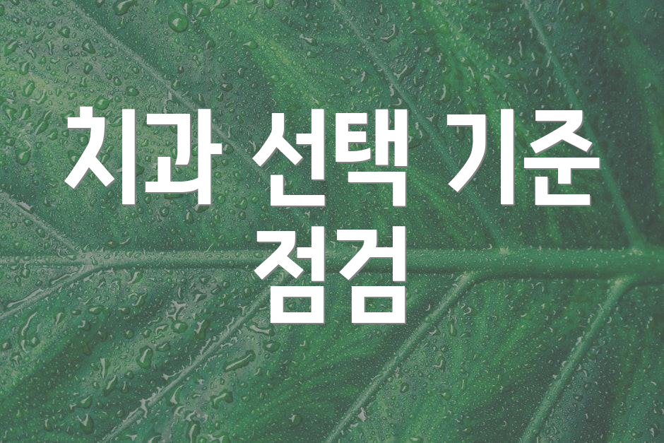 치과 선택 기준 점검
